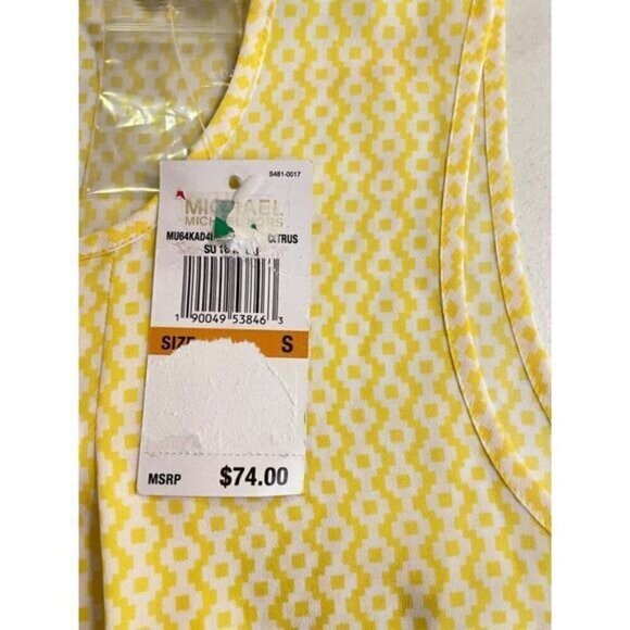 Michael Kors Yellow Print Sleeveless Top NWT Small - Picture 3 of 5